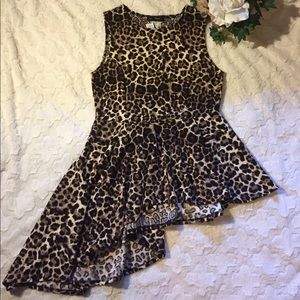 COPY - NWT Hype Leopard Print Cascade Peplum Tunic, 1X
